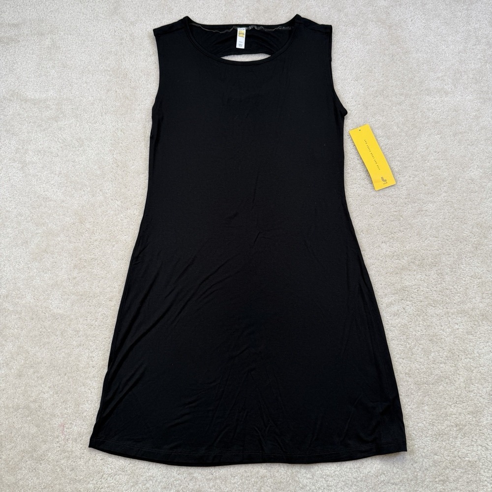 NWT Lole Jana Dress Womens Medium Black Draped Opening At Back Flowy